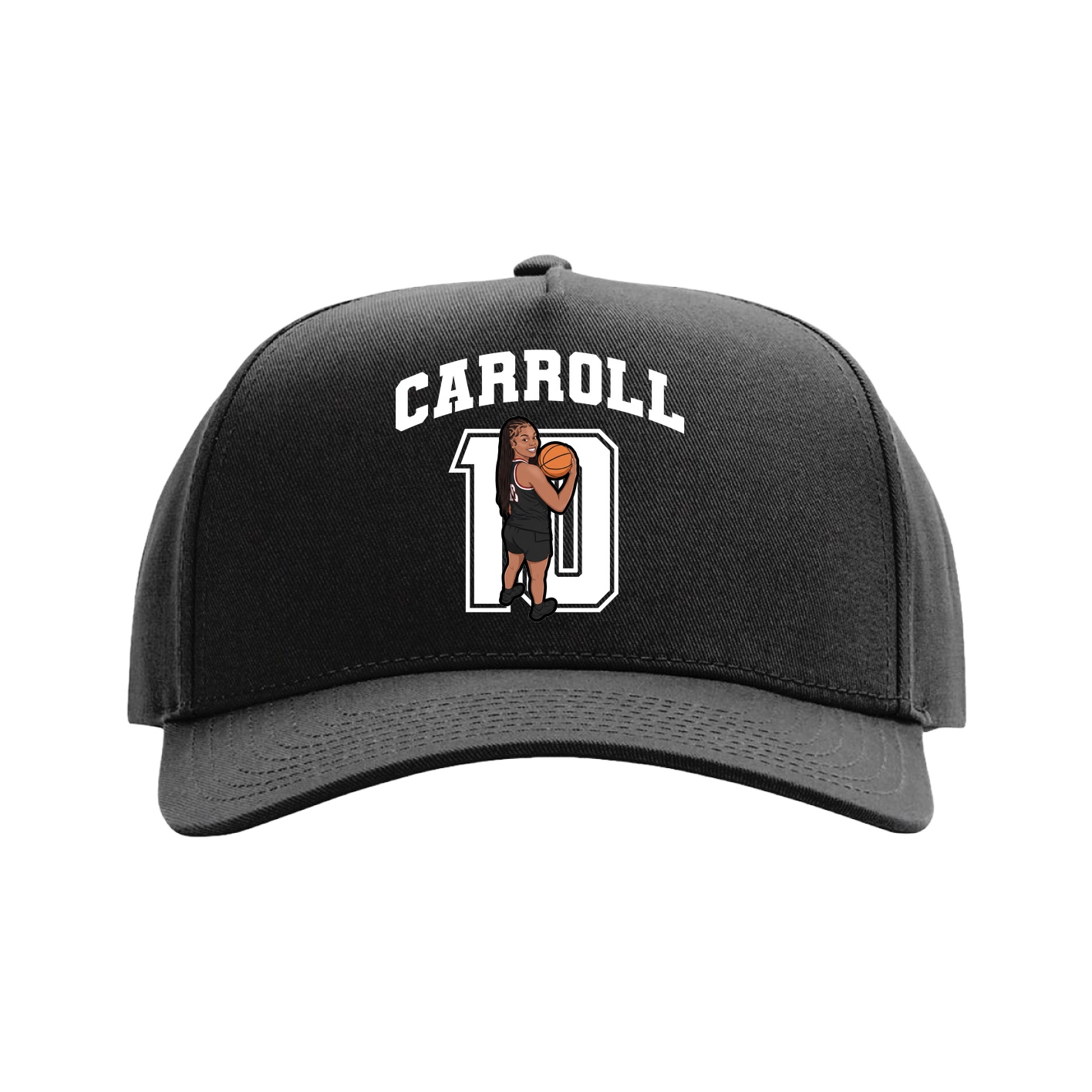 Full Fabric Five-Panel Champ Cap — Number in Black