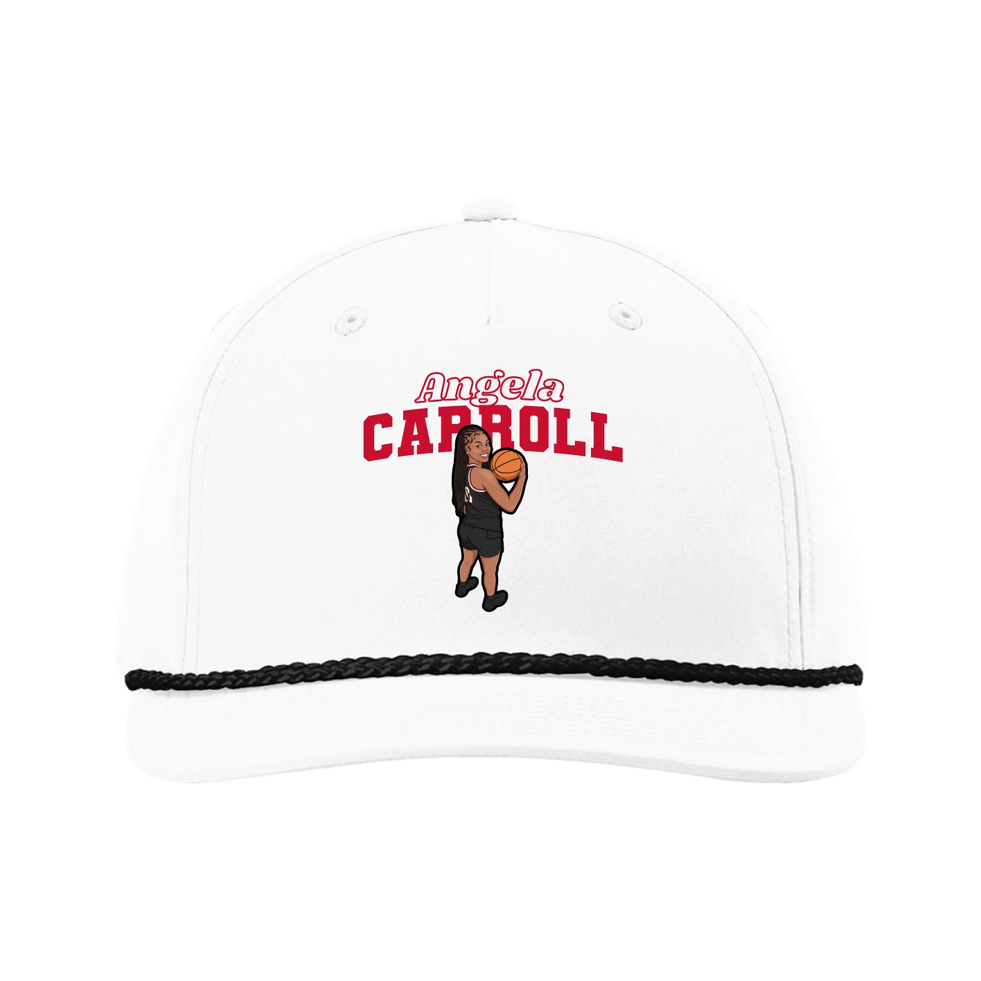Five-Panel Classic Rope Cap — Name Arch in White