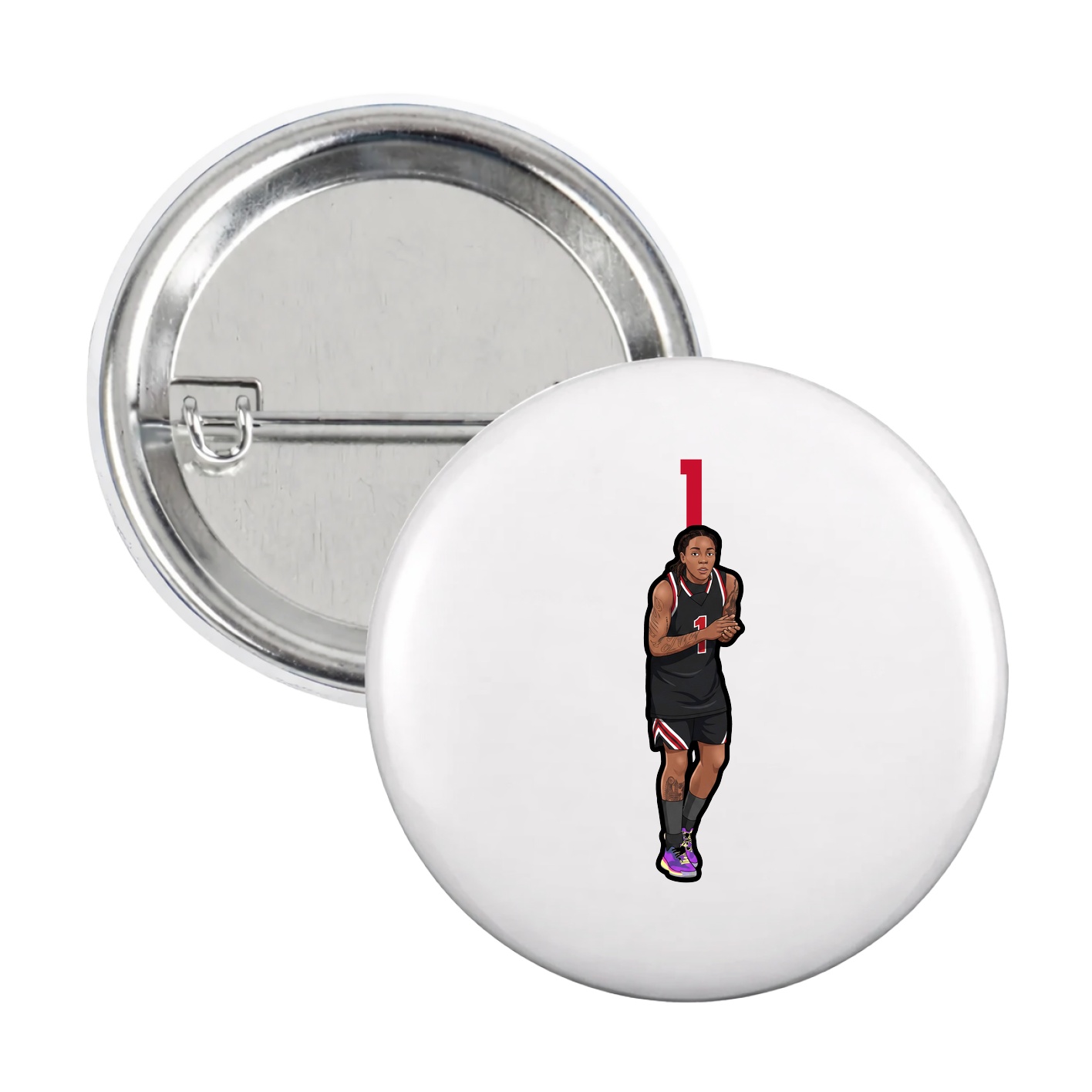 Game Day Button — Number Top in White