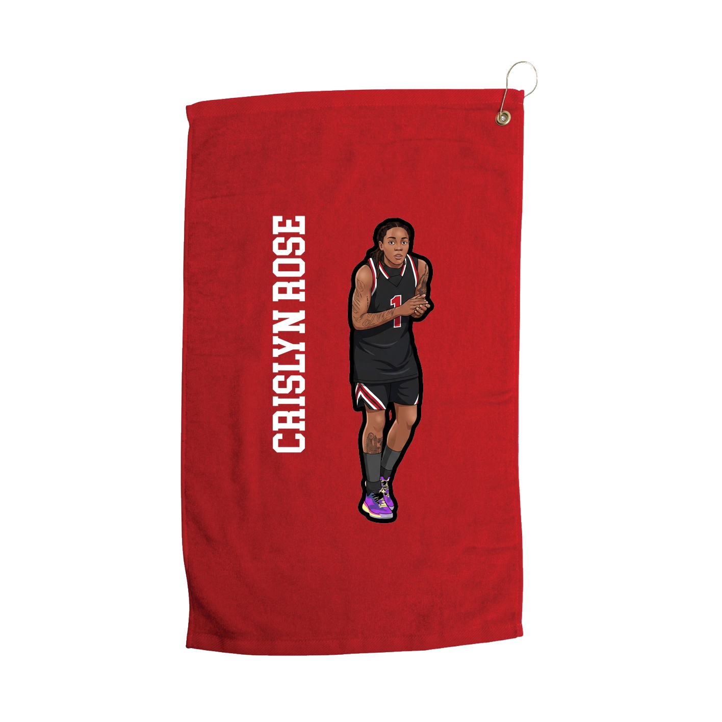 Golf Towel — Name Vertical in Red