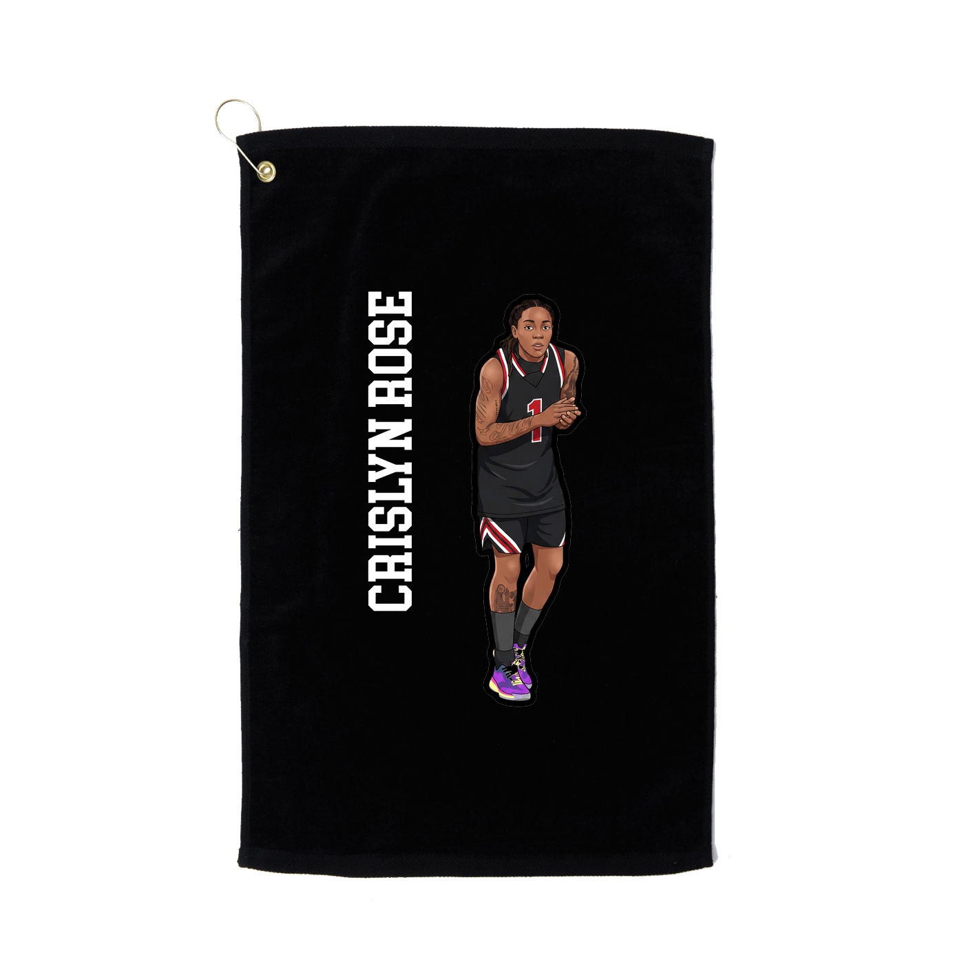 Golf Towel — Name Vertical in Black