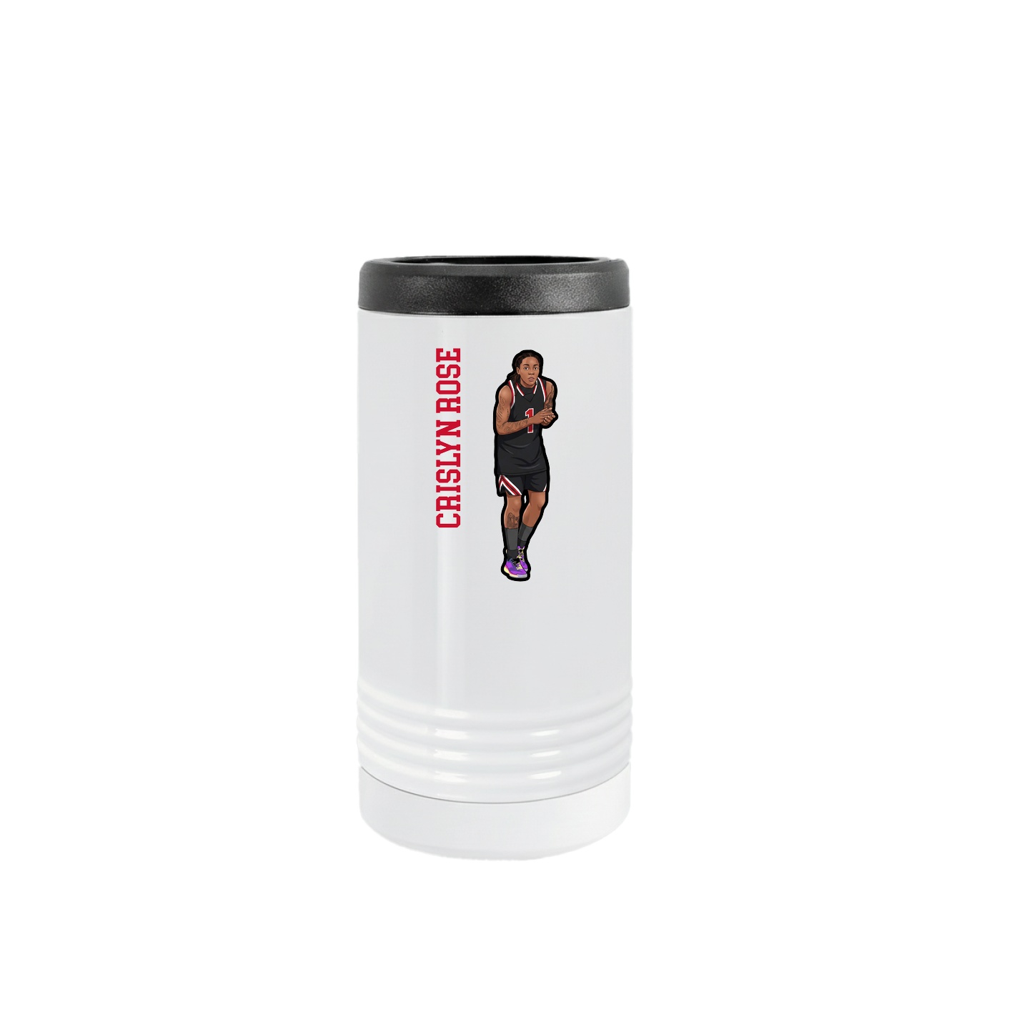 Slim Beverage Holder — Name Vertical in White