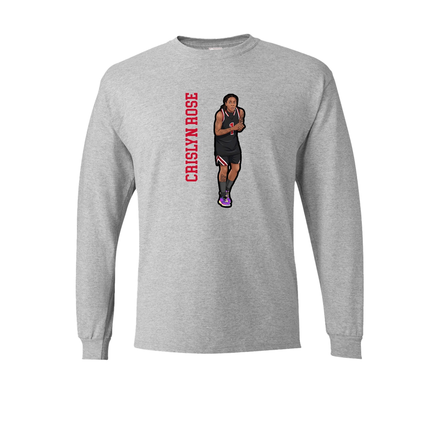 Long Sleeve Tee — Name Vertical in Grey