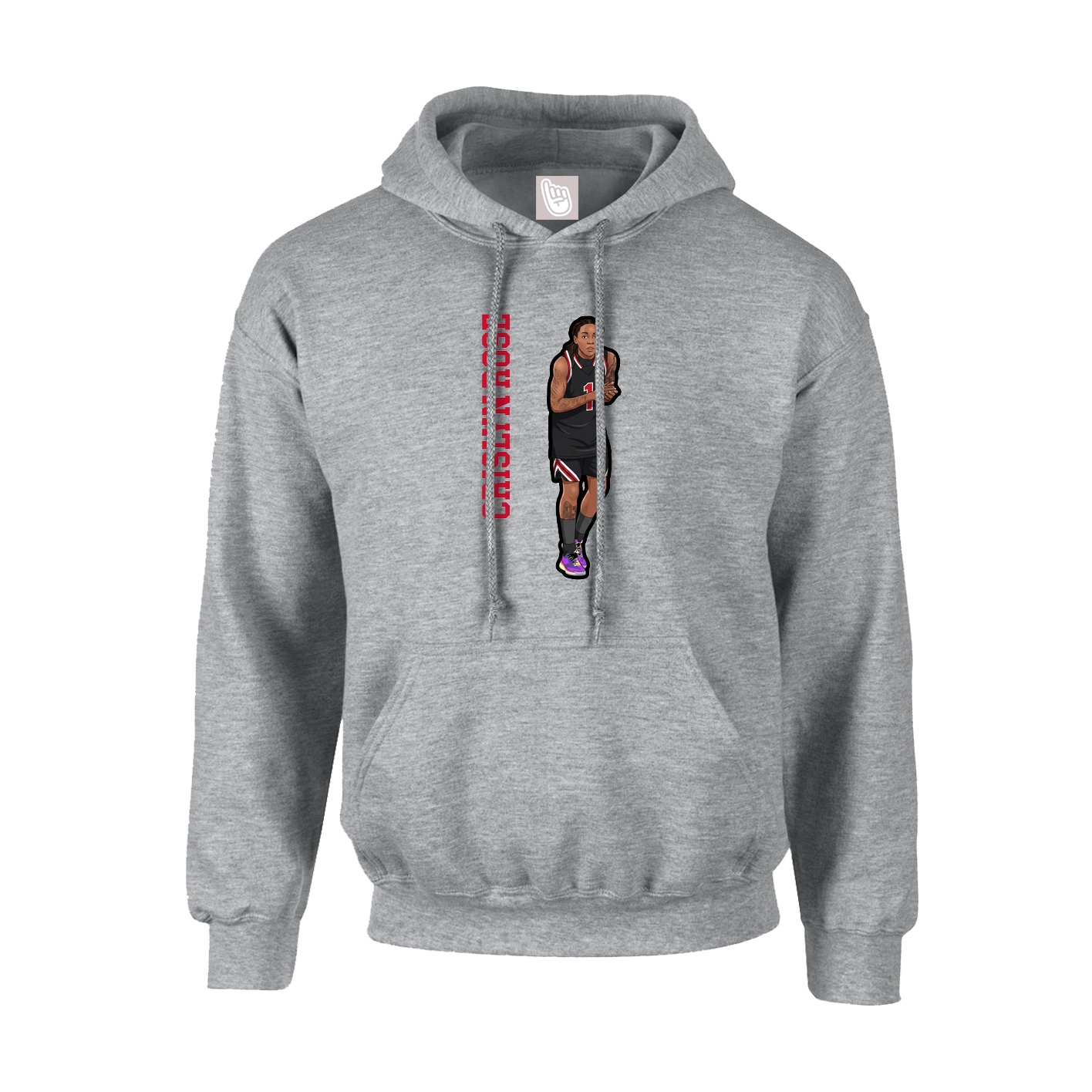 Hoodie — Name Vertical in Grey