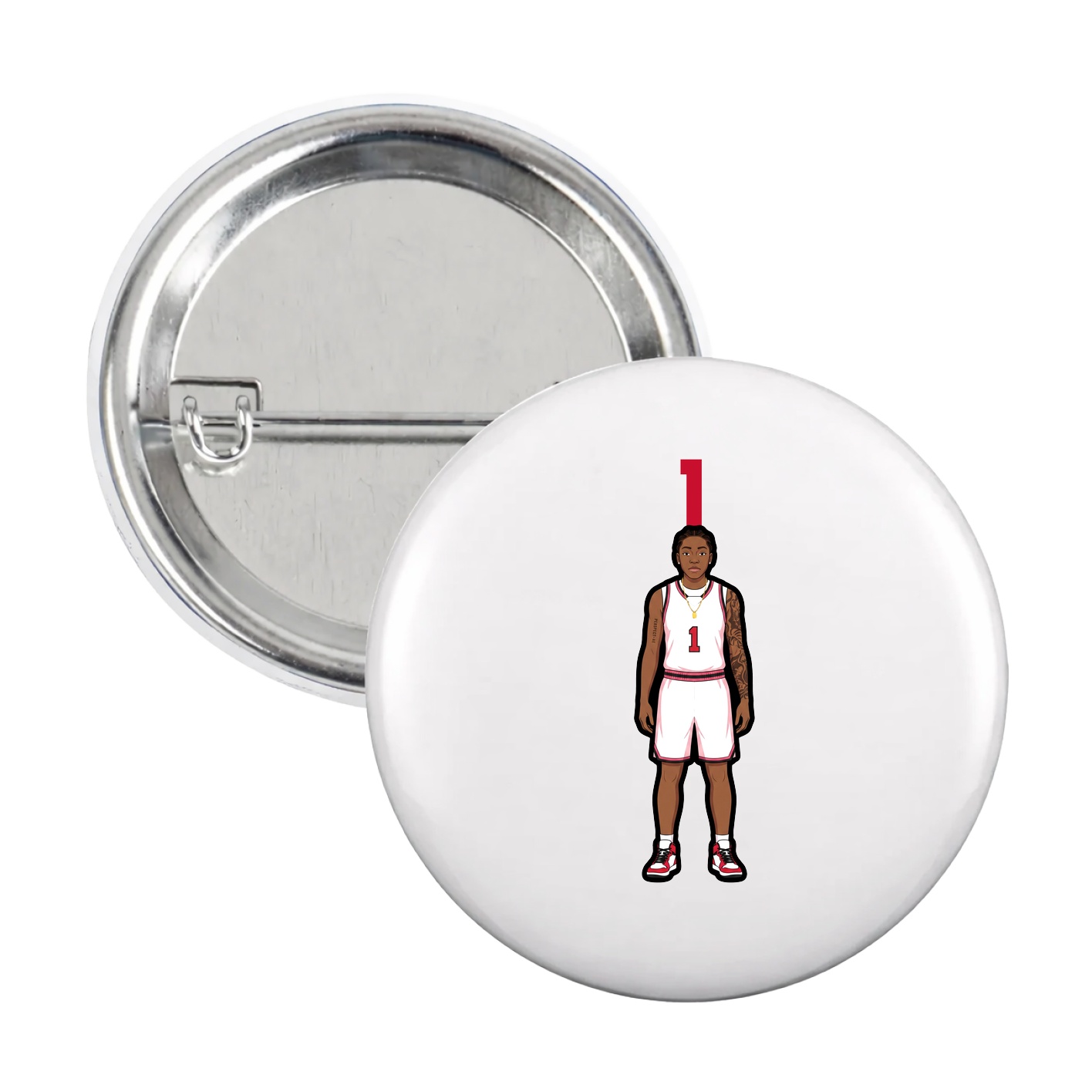 Game Day Button — Number Top in White
