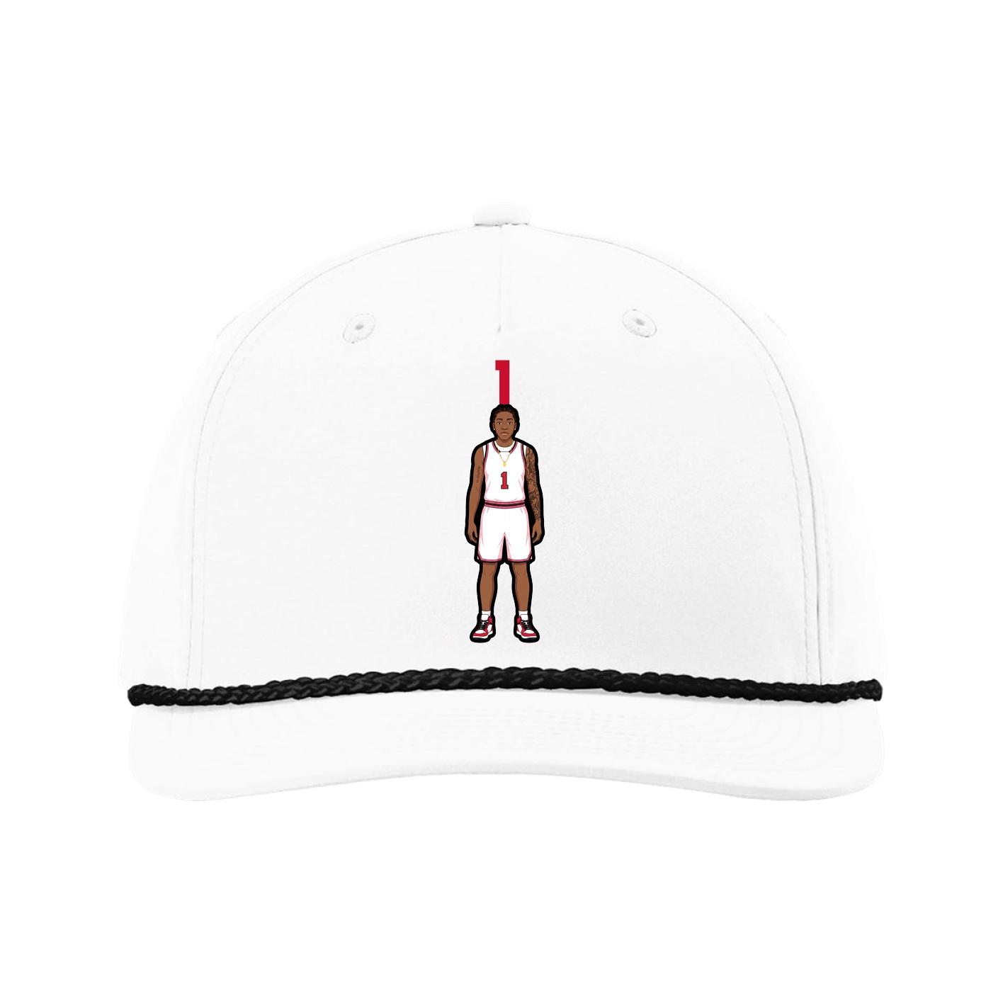 Five-Panel Classic Rope Cap — Number Top in White