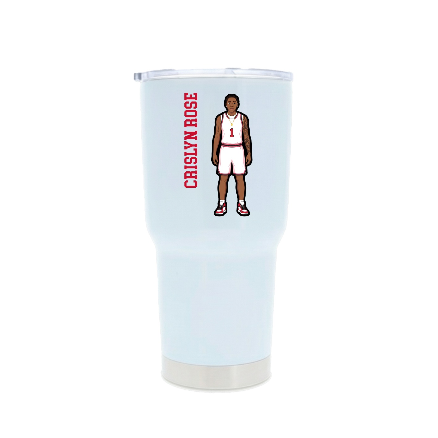 30oz Stainless Steel Tumbler — Name Vertical in White