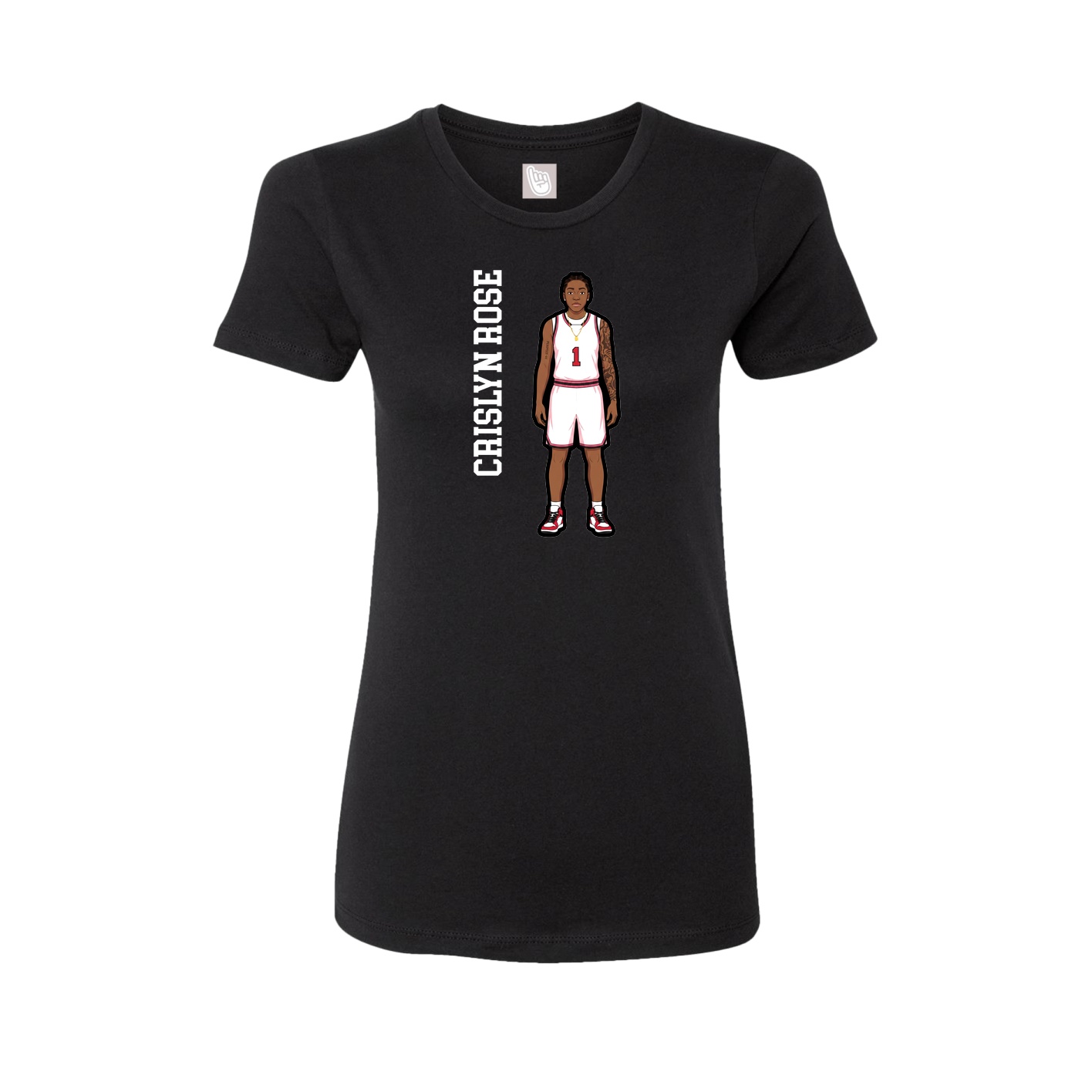 Womens Tee — Name Vertical in Black