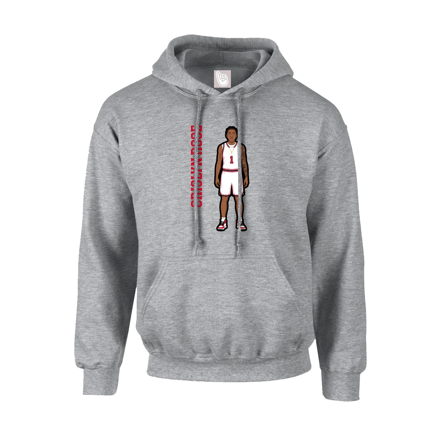 Youth Hoodie — Name Vertical in Grey