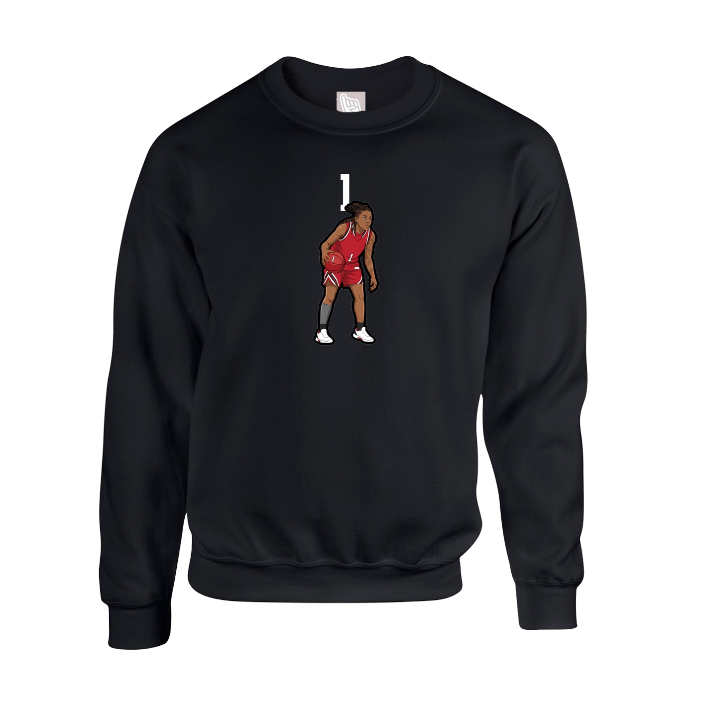 Fleece Crew — Number Top in Black
