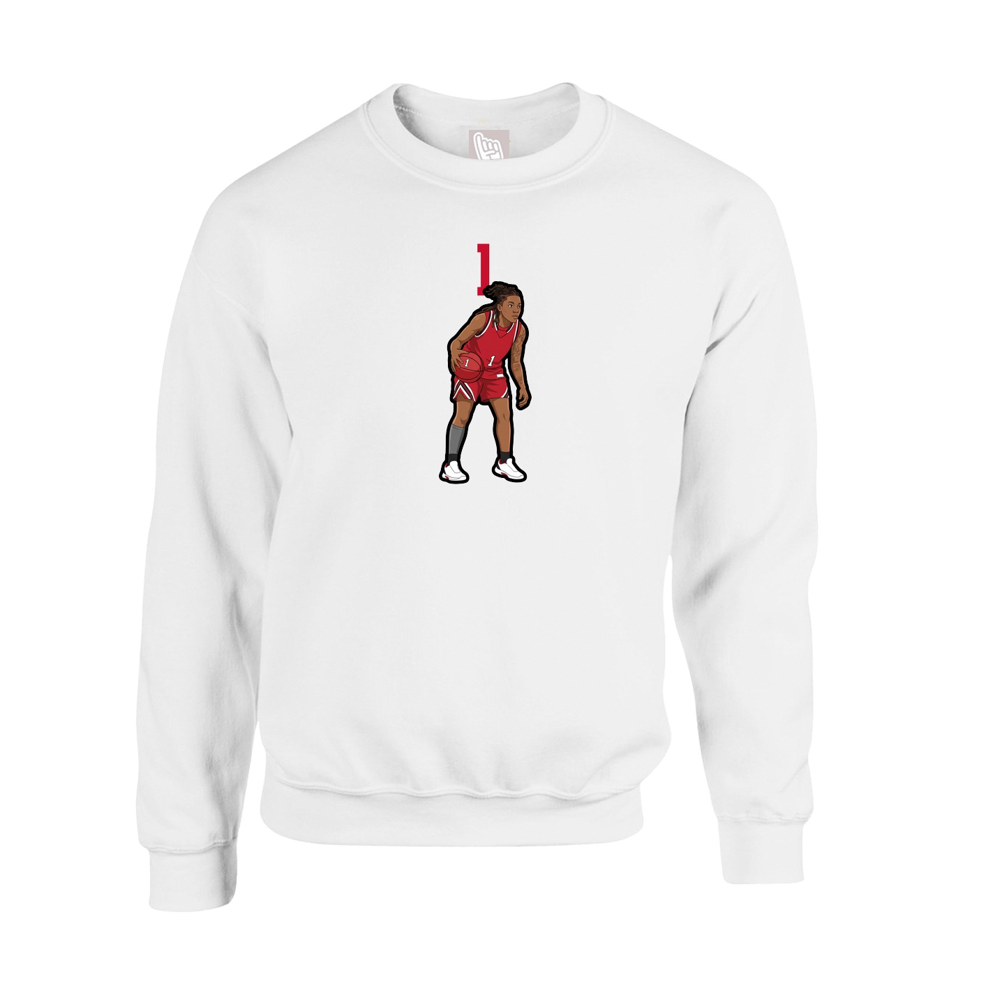 Fleece Crew — Number Top in White