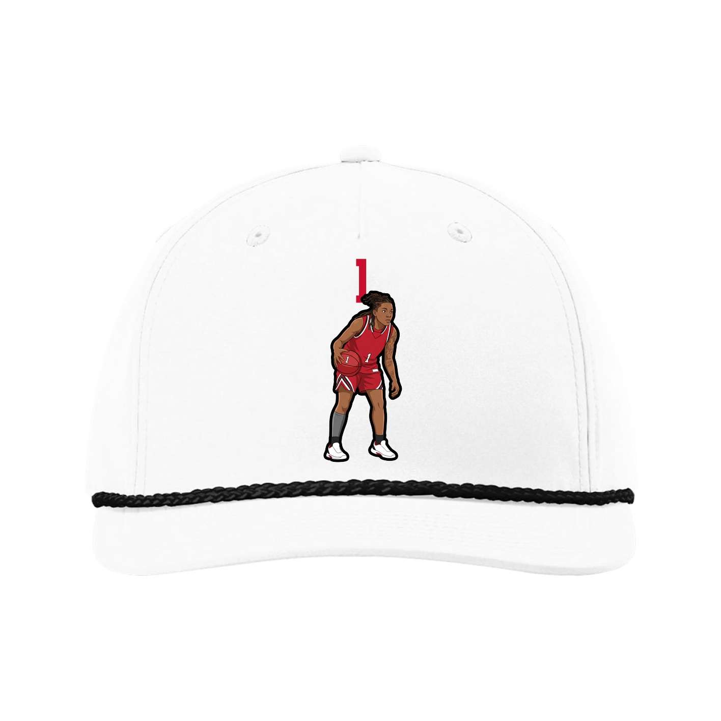 Five-Panel Classic Rope Cap — Number Top in White