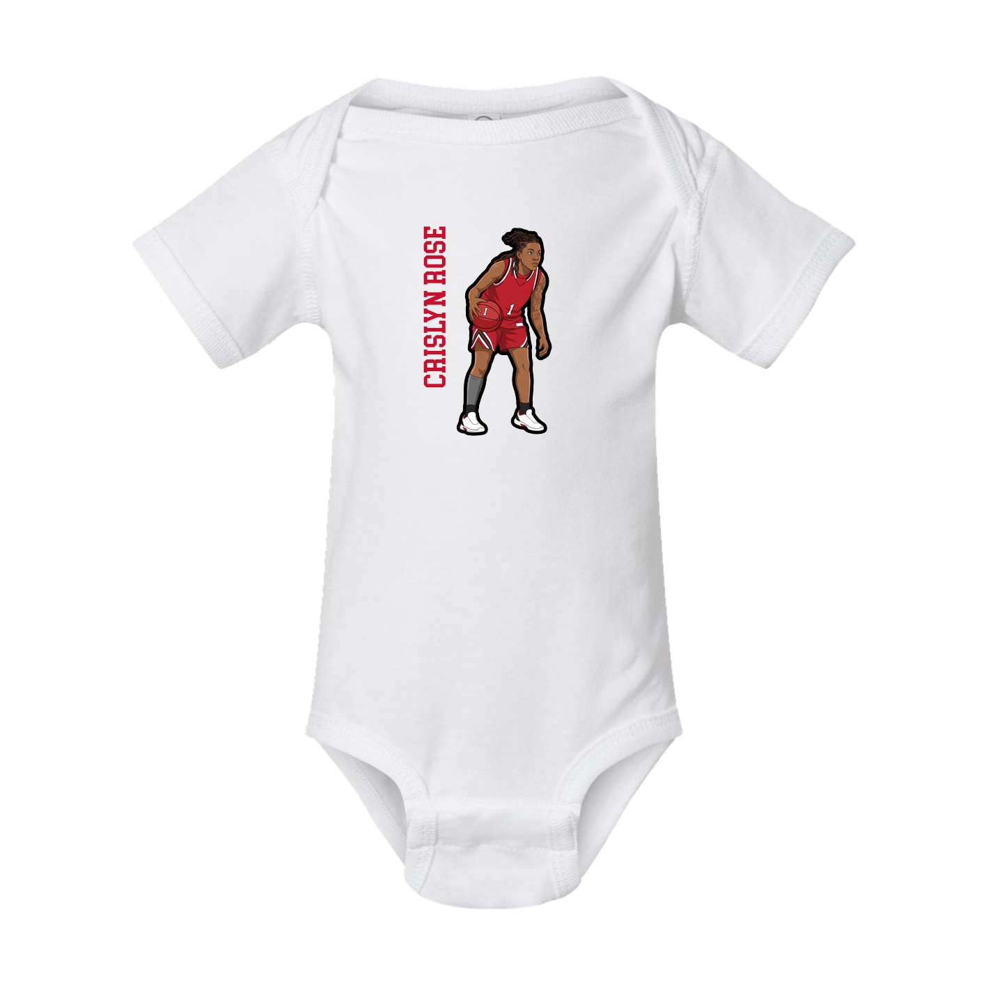 Baby Onesie — Name Vertical in White