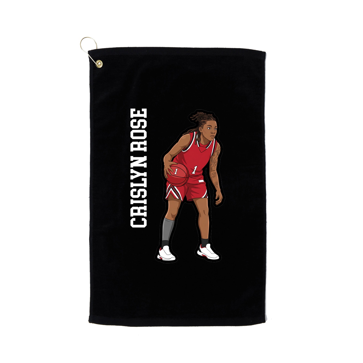 Golf Towel — Name Vertical in Black