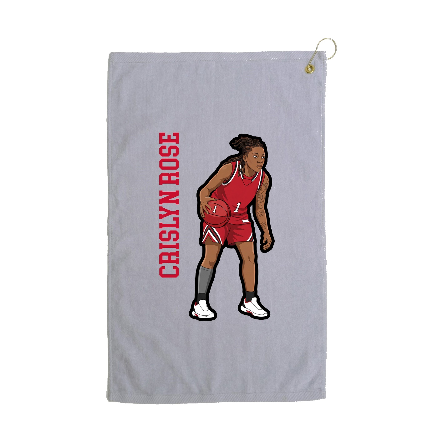 Golf Towel — Name Vertical in Grey