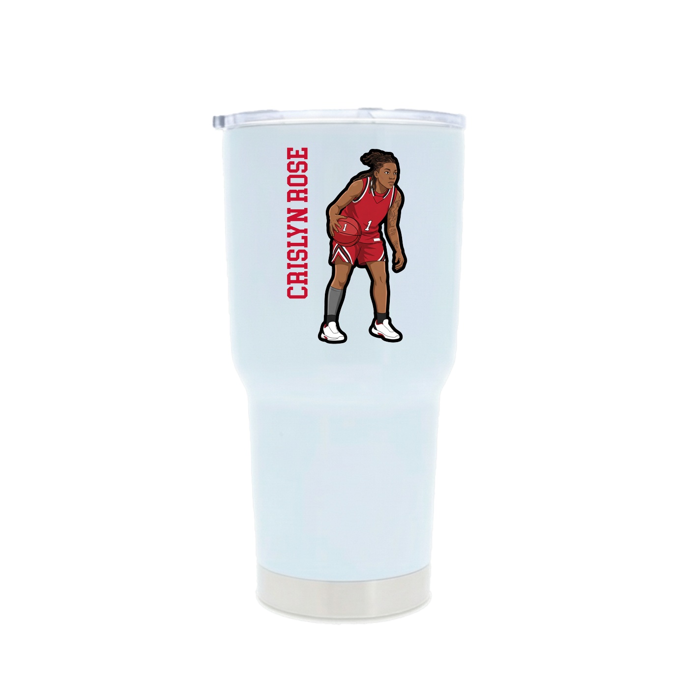 30oz Stainless Steel Tumbler — Name Vertical in White