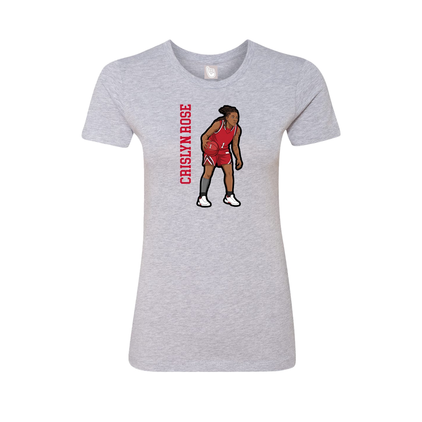 Womens Tee — Name Vertical in Grey