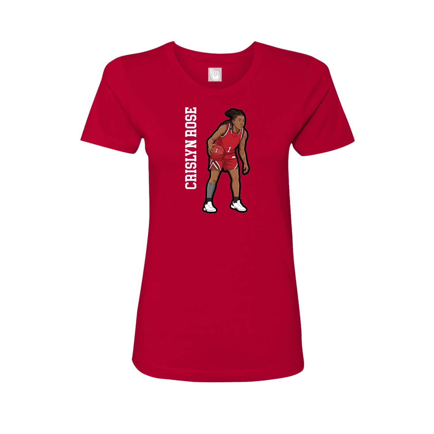 Womens Tee — Name Vertical in Red