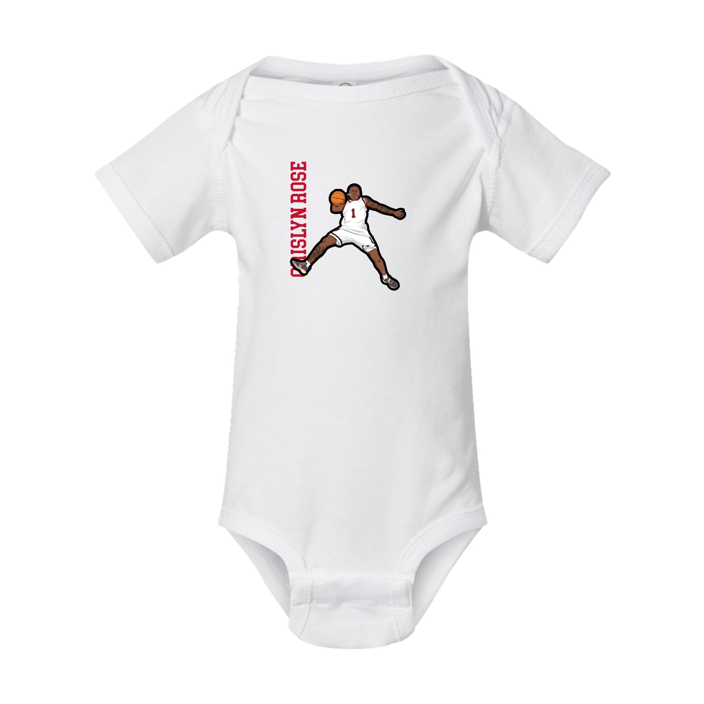 Baby Onesie — Name Vertical in White