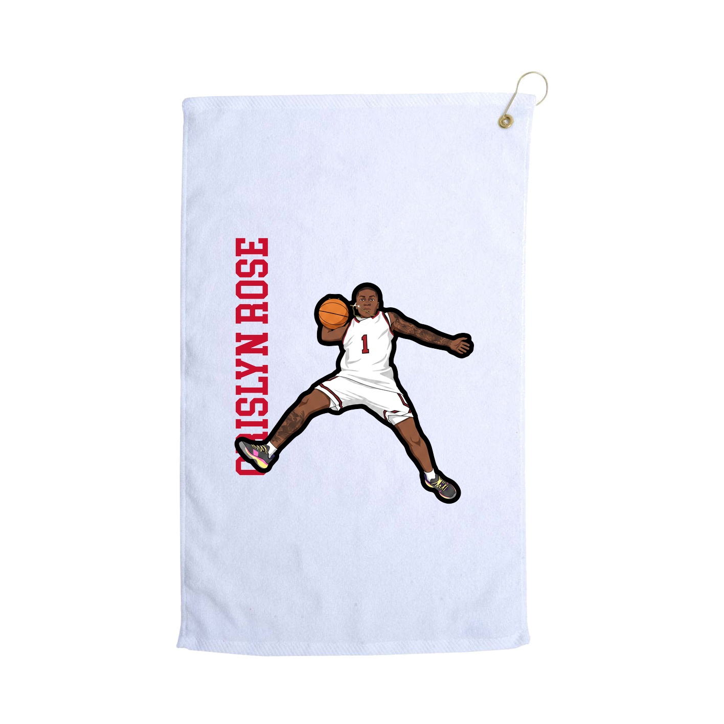 Golf Towel — Name Vertical in White