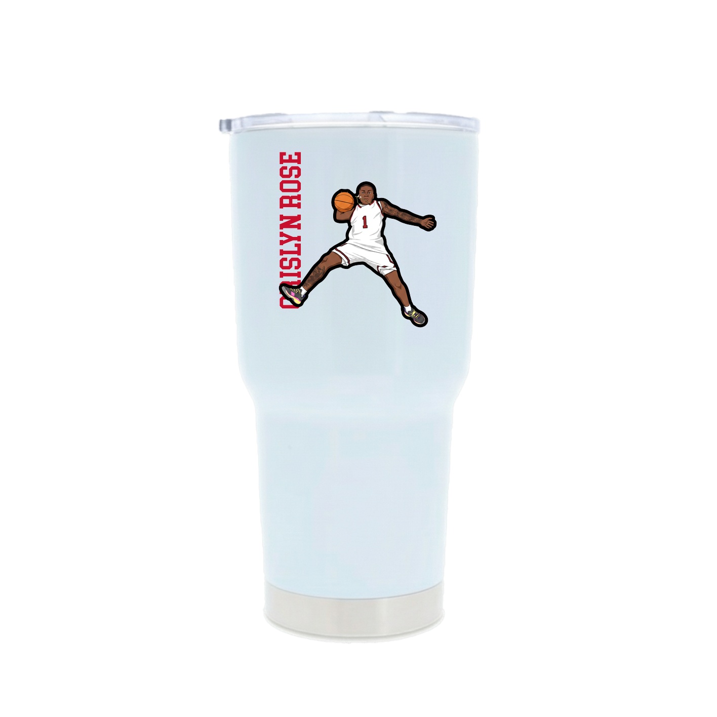30oz Stainless Steel Tumbler — Name Vertical in White