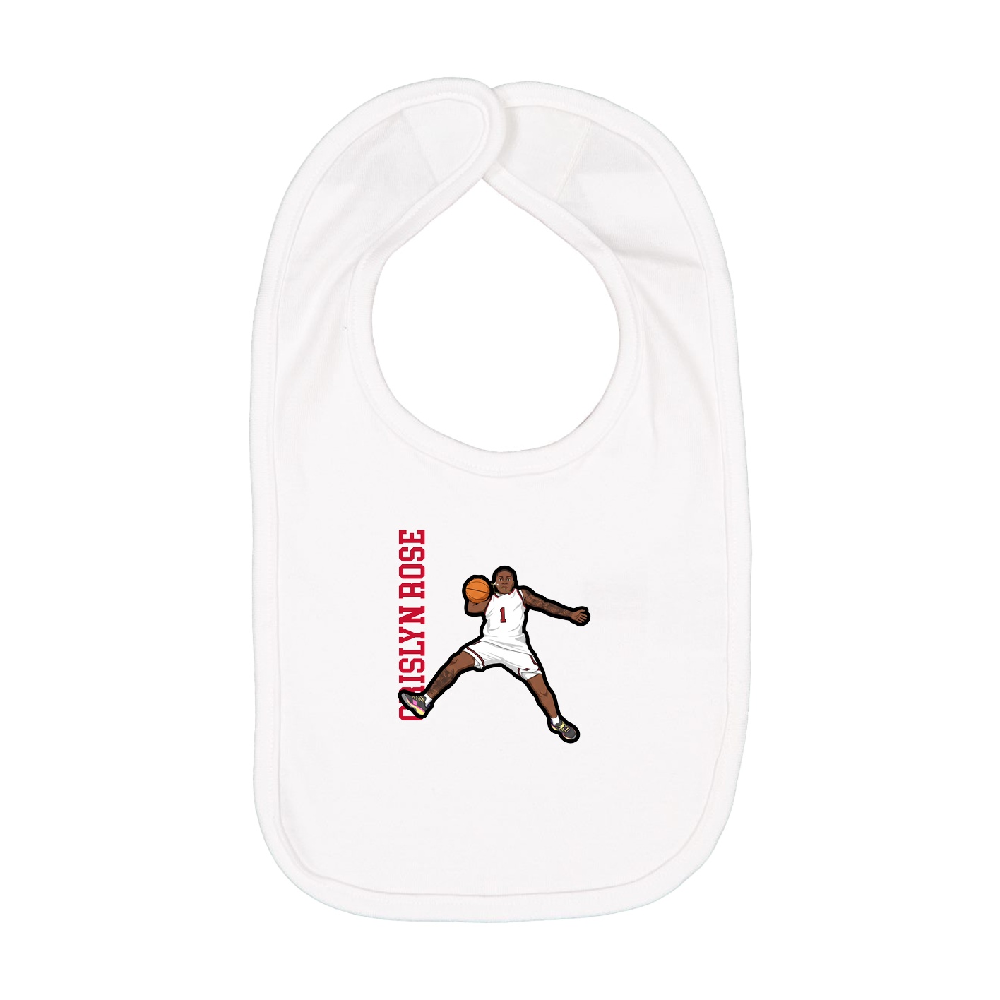 Infant Bib — Name Vertical in White