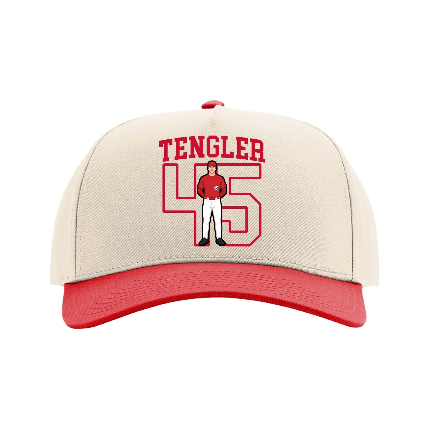 Full Fabric Five-Panel Champ Cap — Shirsey in Cream/Red