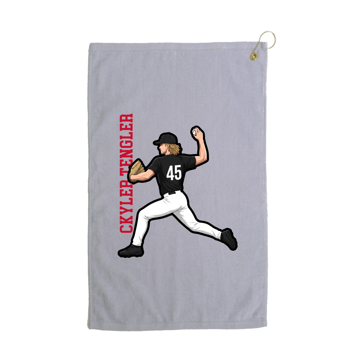 Golf Towel — Name Vertical in Grey