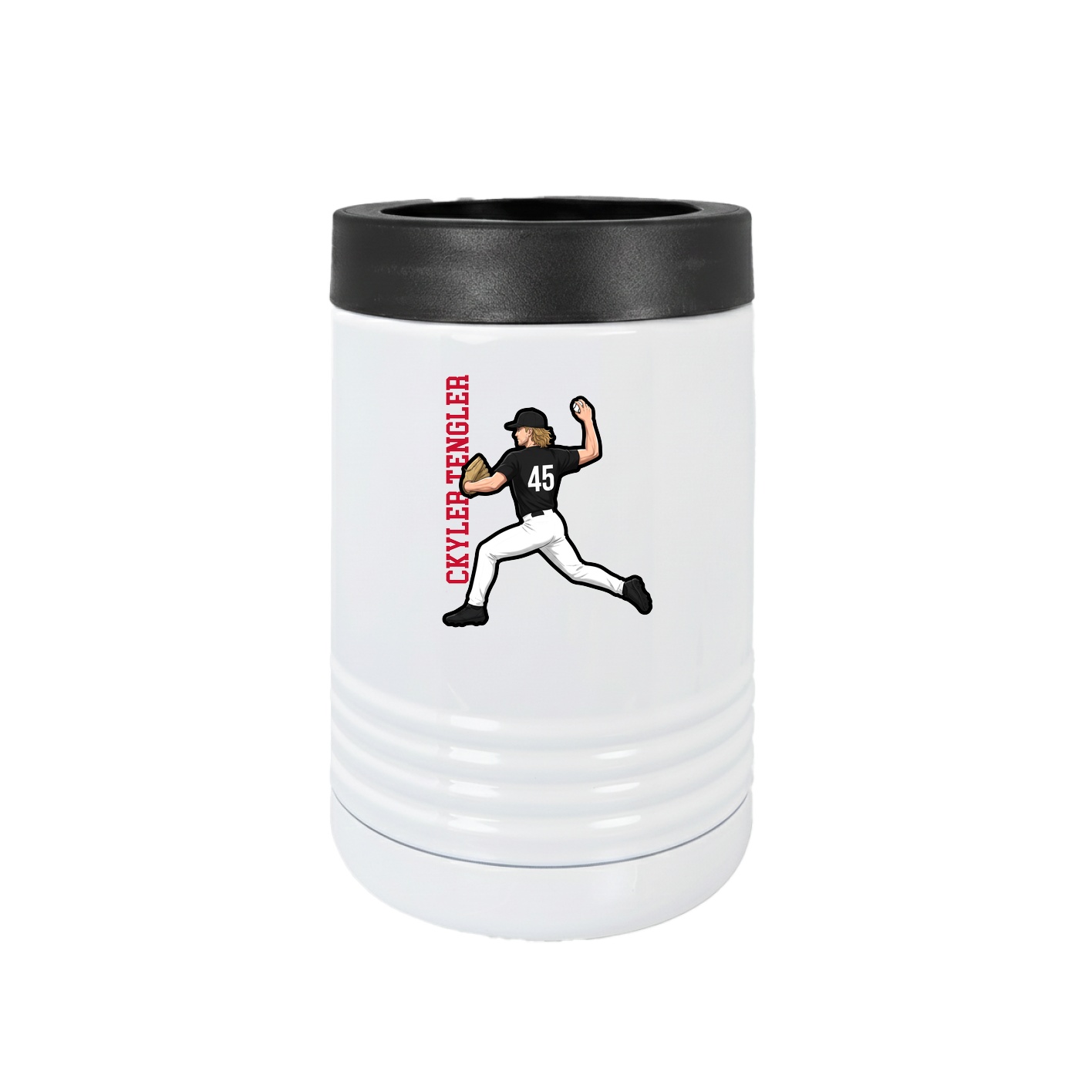 Beverage Holder — Name Vertical in White