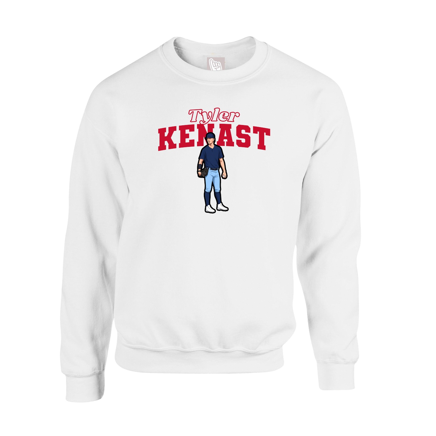 Fleece Crew — Name Arch in White