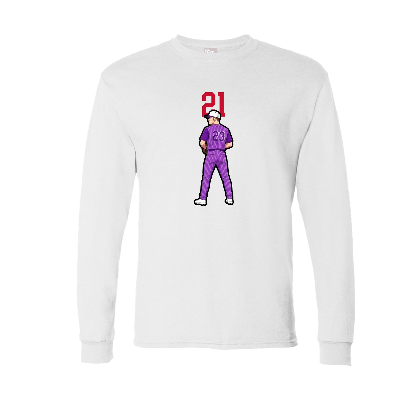 Long Sleeve Tee — Number Top in White
