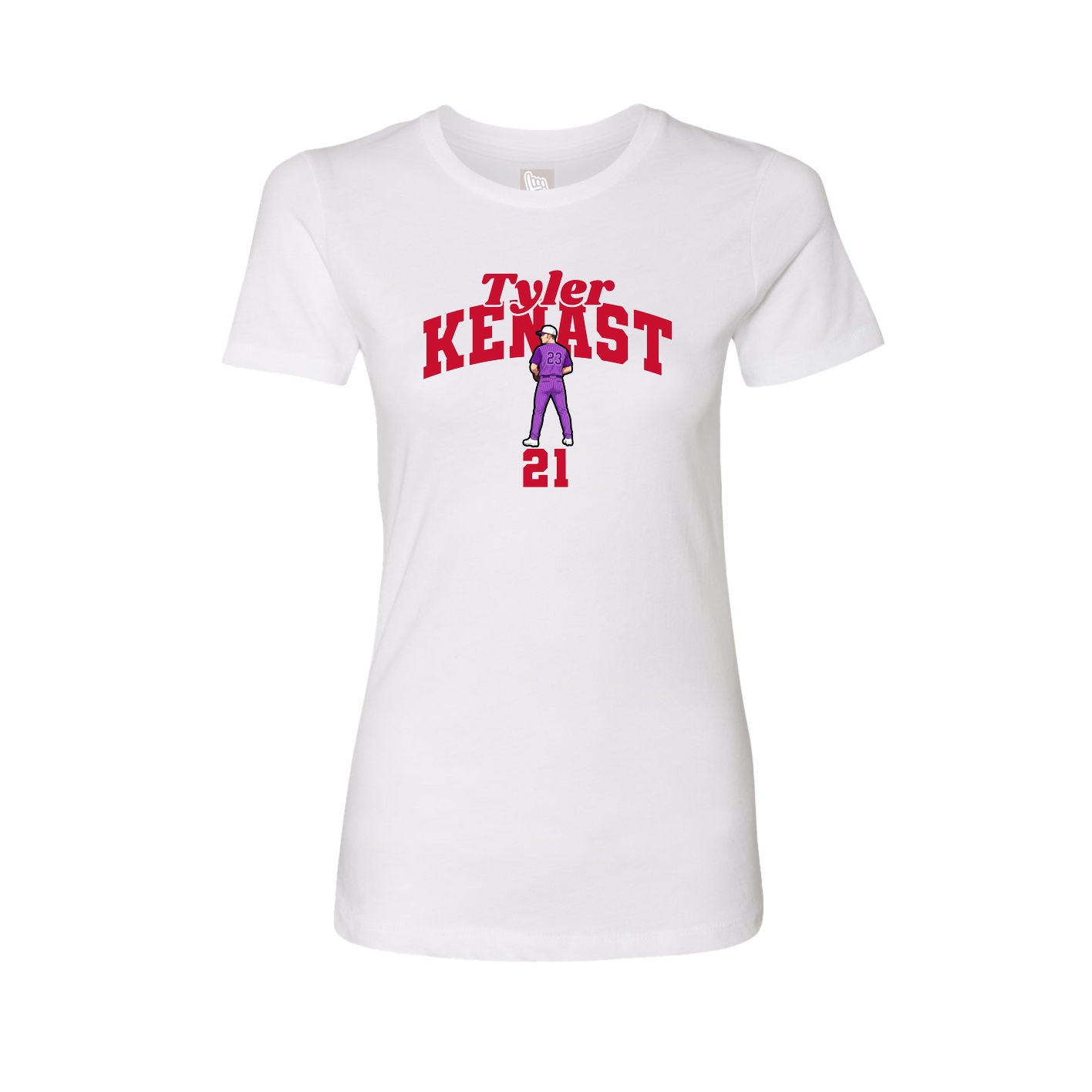 Fitted Women's Tee — Signature Arch in White