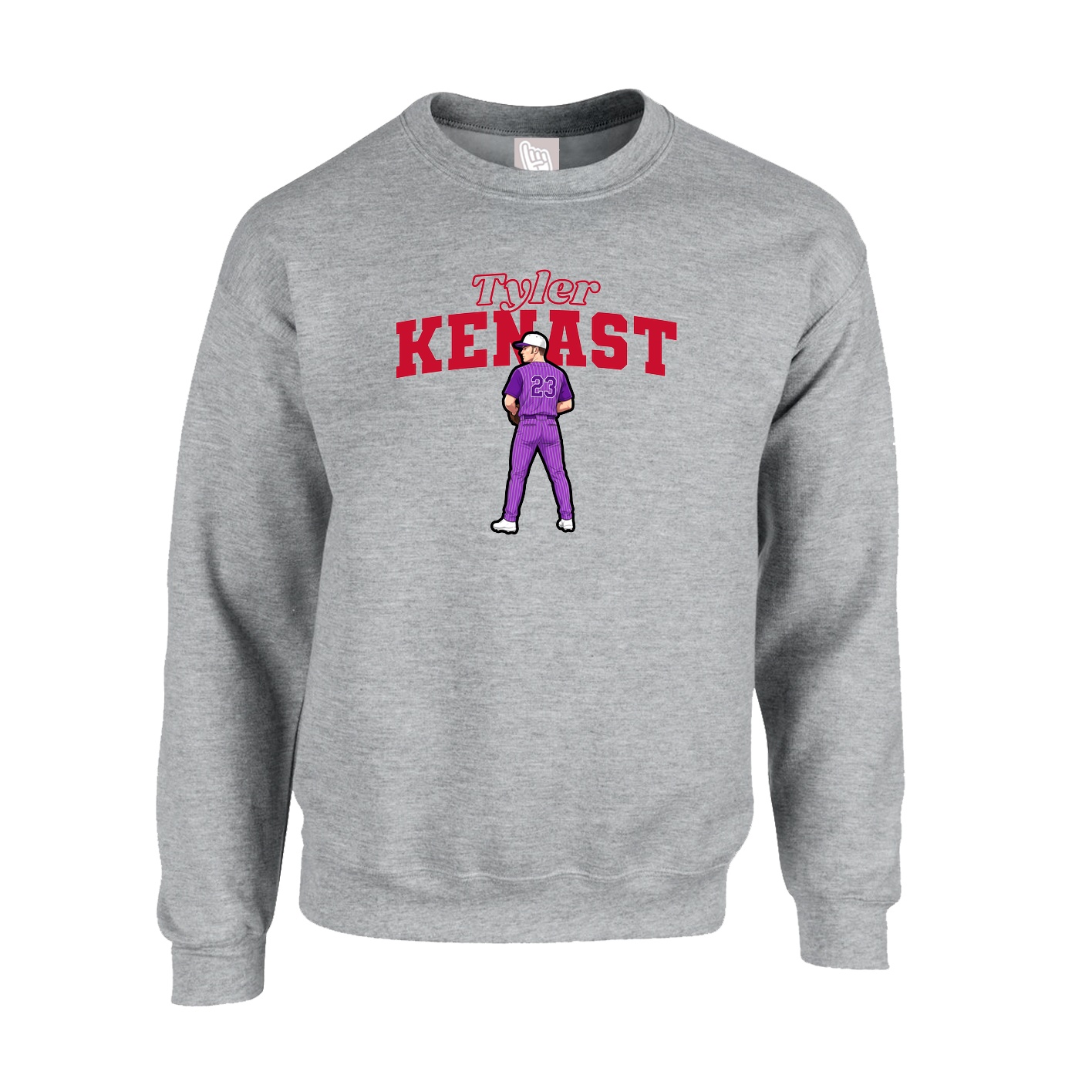 Fleece Crew — Name Arch in Grey