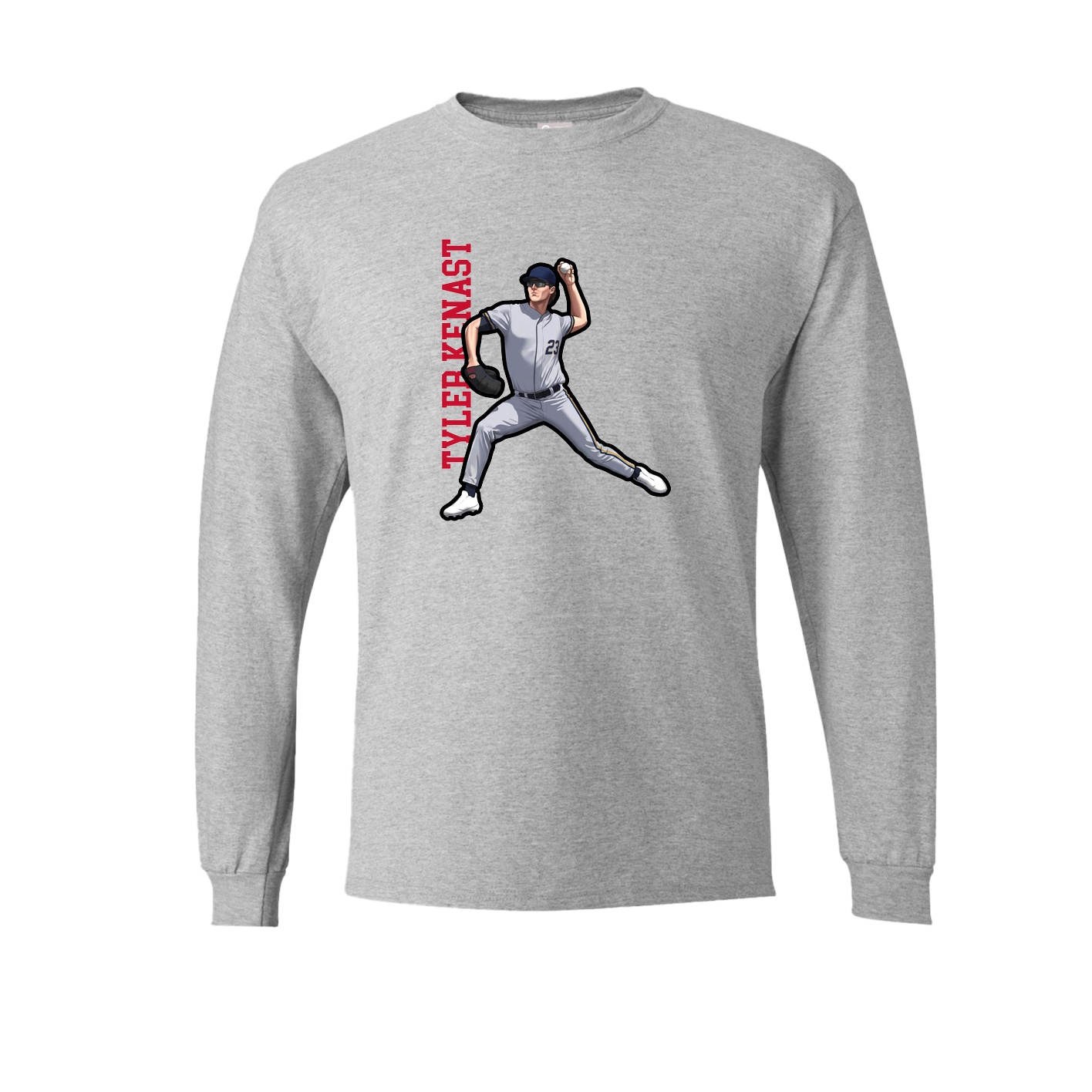 Long Sleeve Tee — Name Vertical in Grey