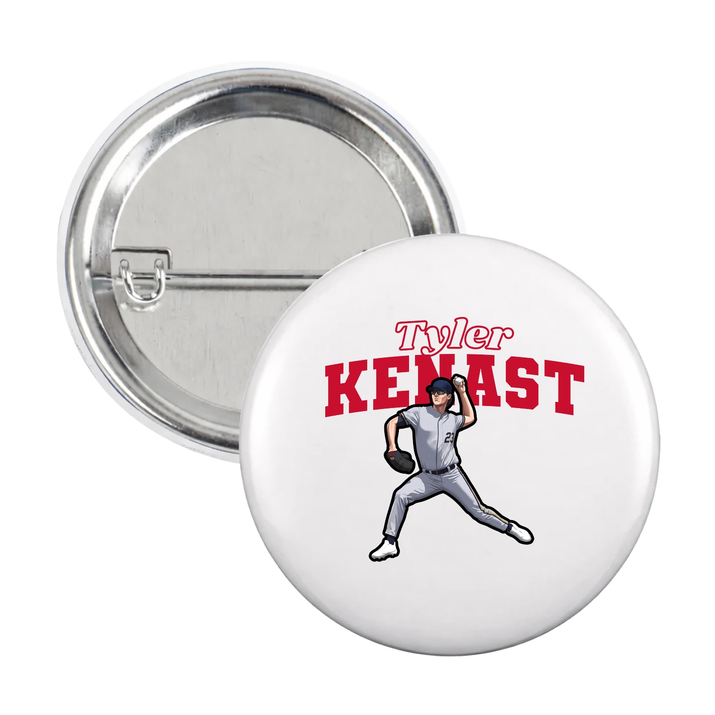 Game Day Button — Name Arch in White