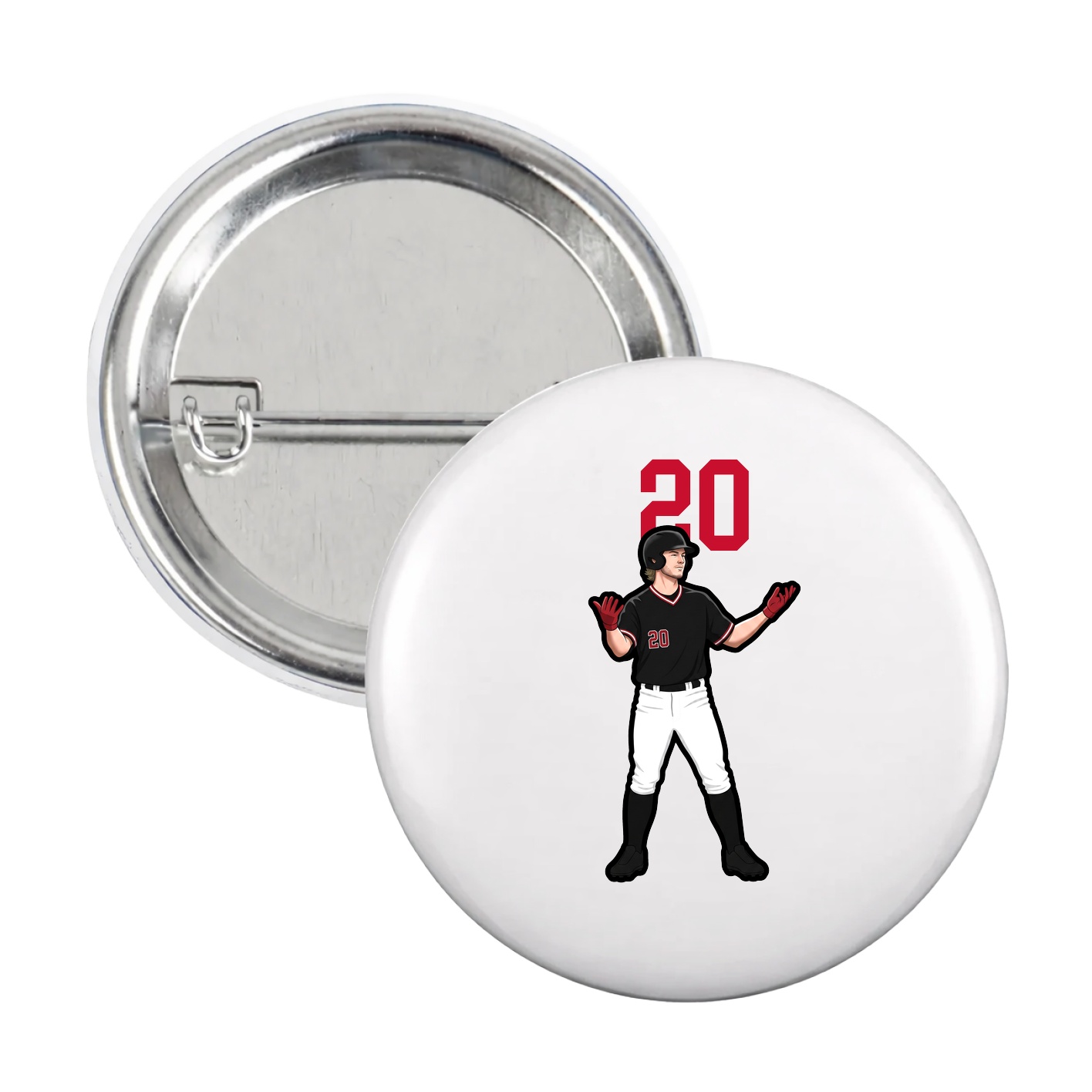 Game Day Button — Number Top in White