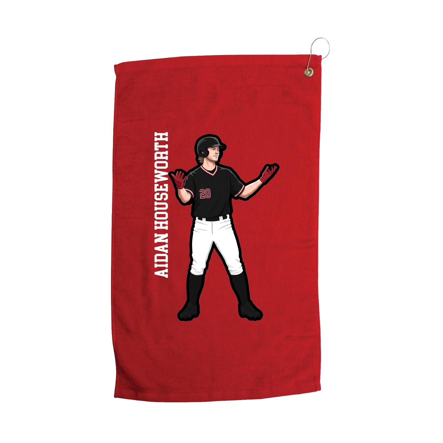 Golf Towel — Name Vertical in Red