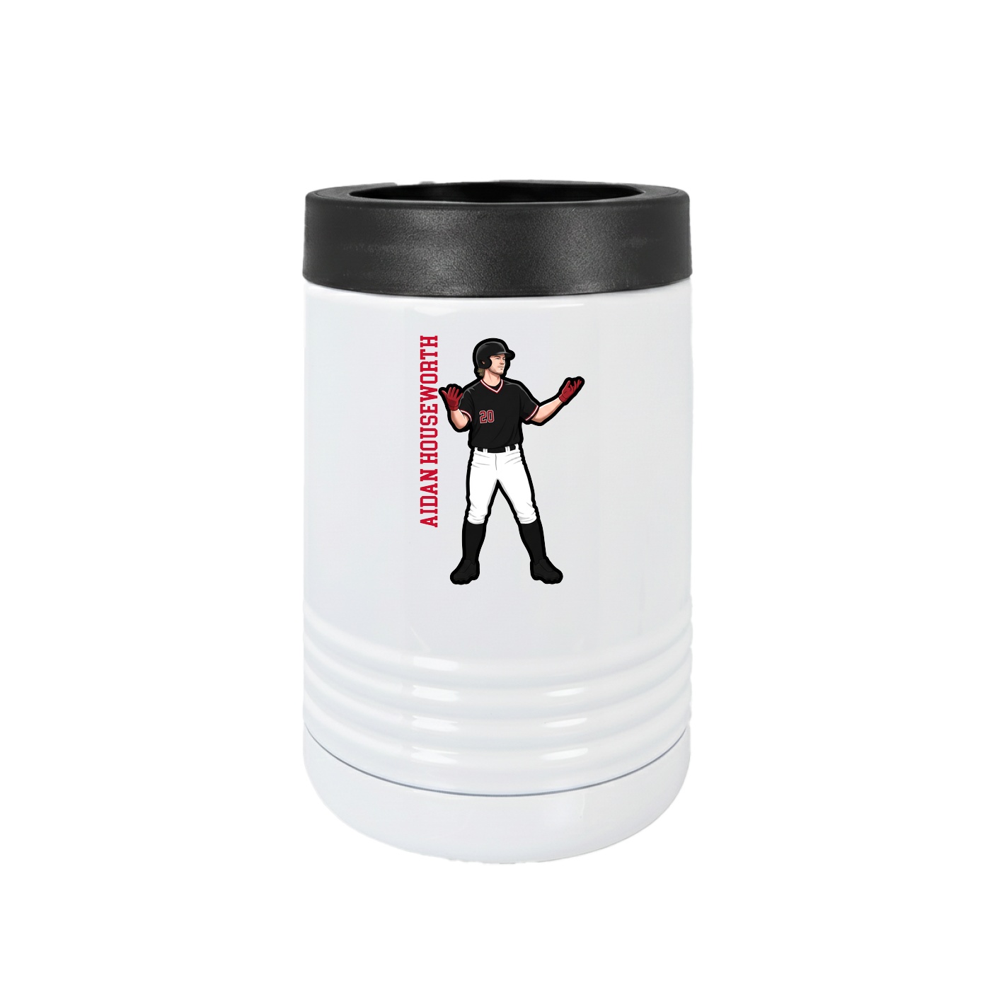 Beverage Holder — Name Vertical in White
