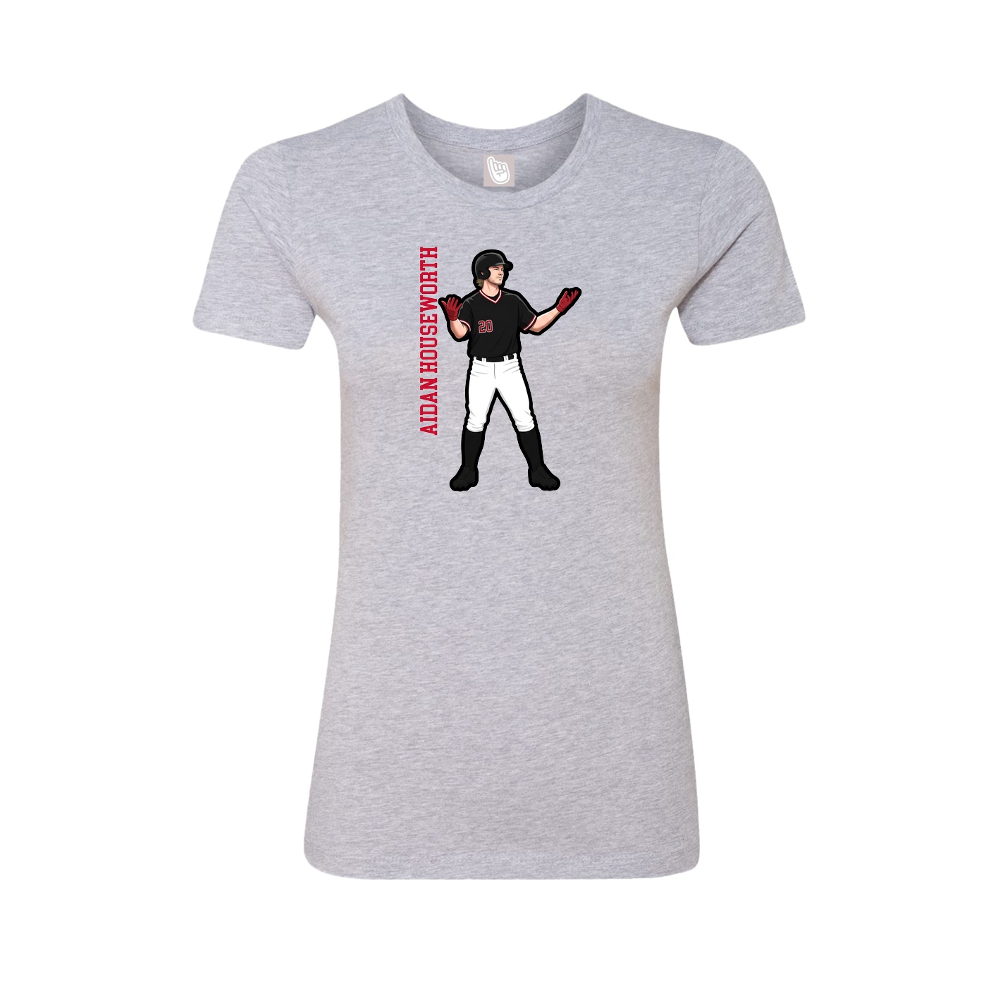 Fitted Women's Tee — Name Vertical in Grey
