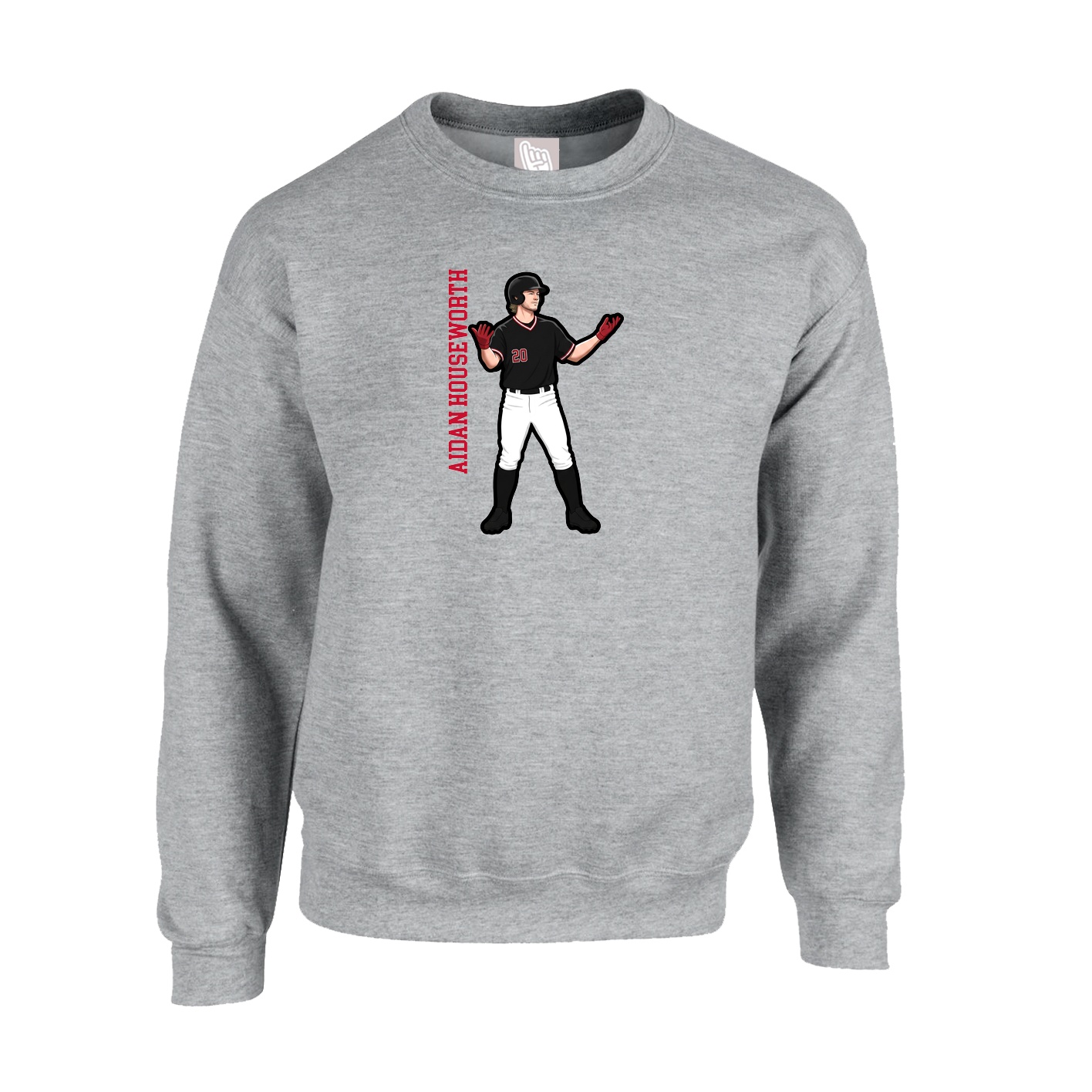 Fleece Crew — Name Vertical in Grey