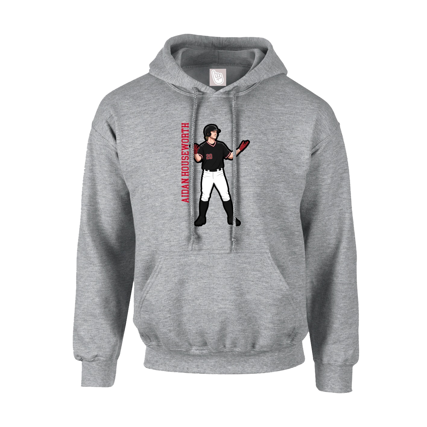 Youth Hoodie — Name Vertical in Grey