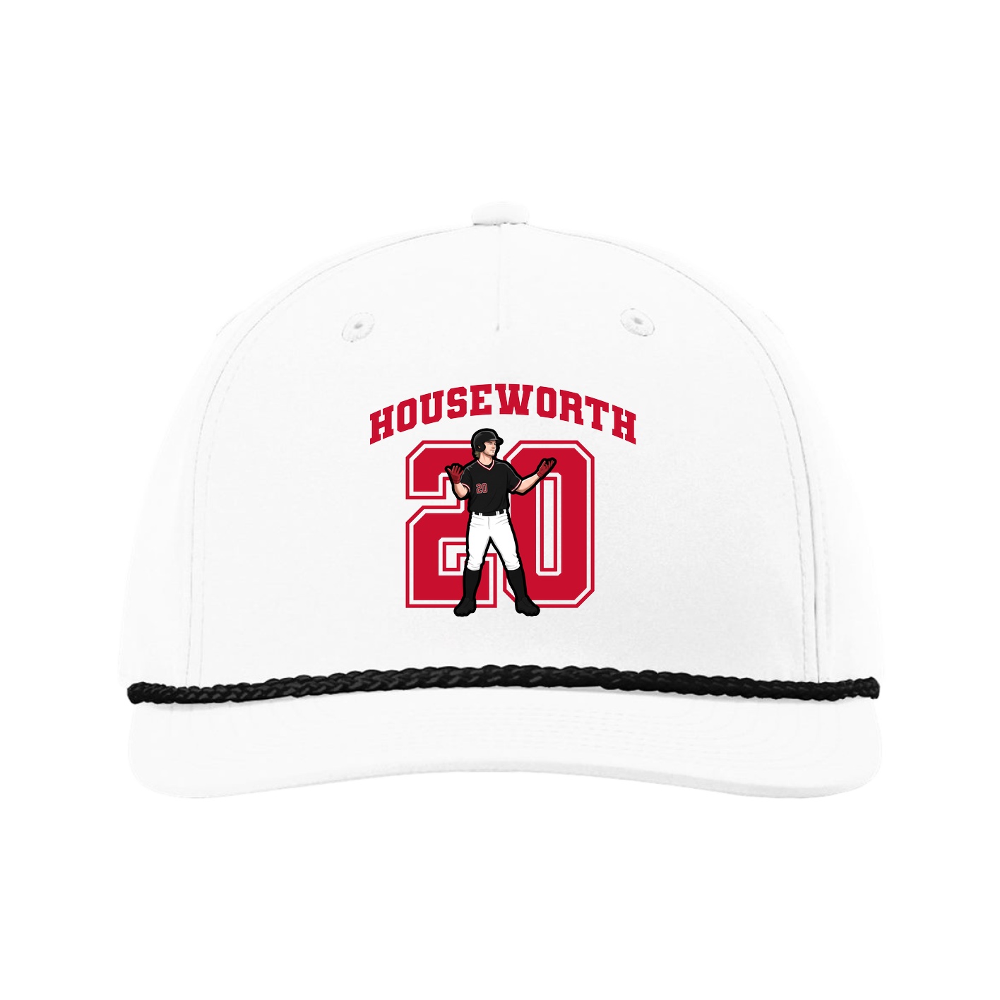 Five-Panel Classic Rope Cap — Number in White