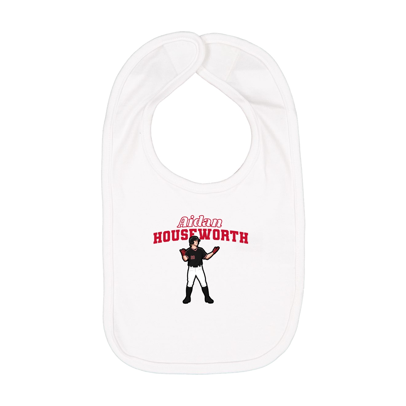 Infant Bib — Name Arch in White