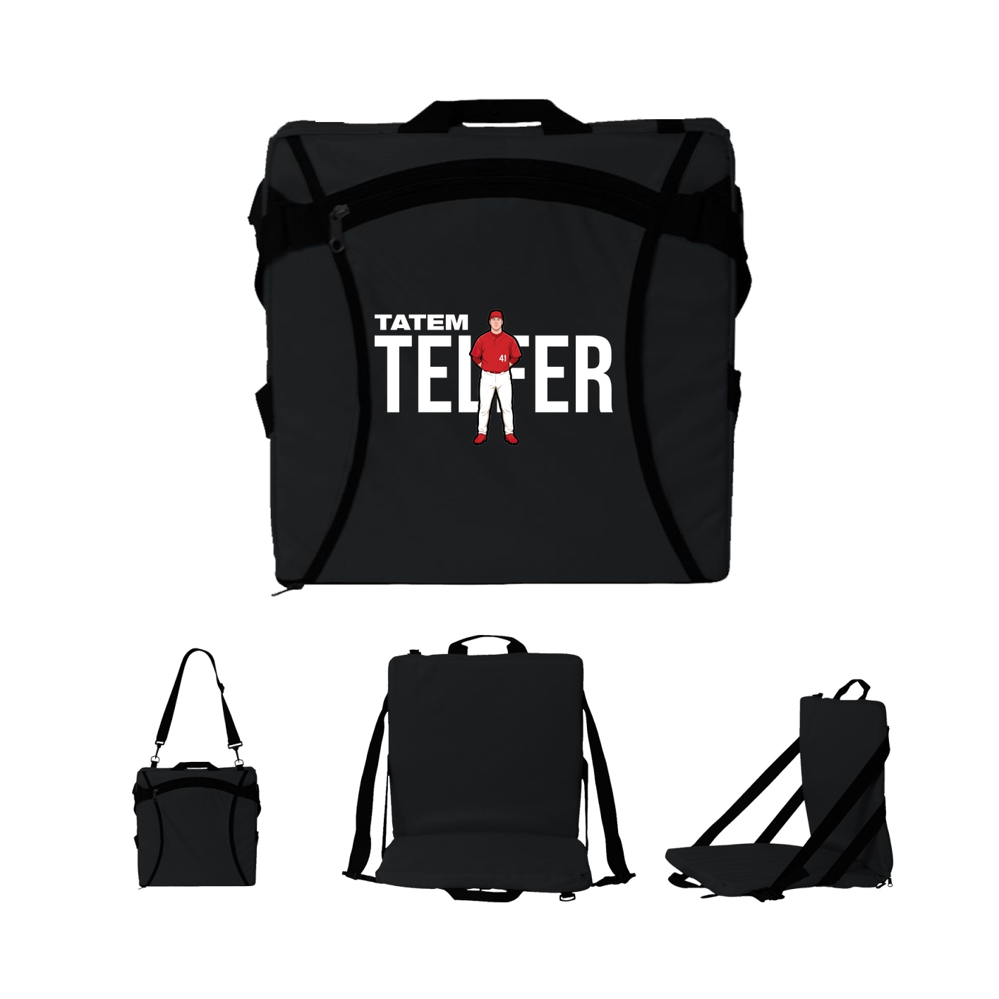 Folding Stadium Seat — Player Name in Black