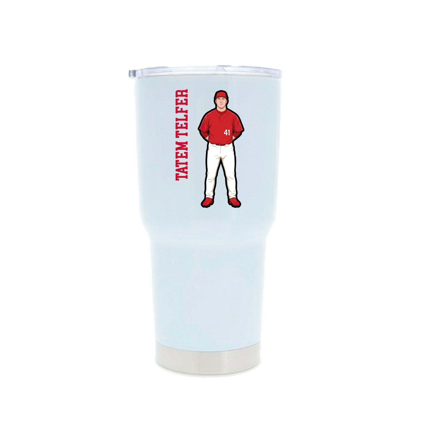 30oz Stainless Steel Tumbler — Name Vertical in White
