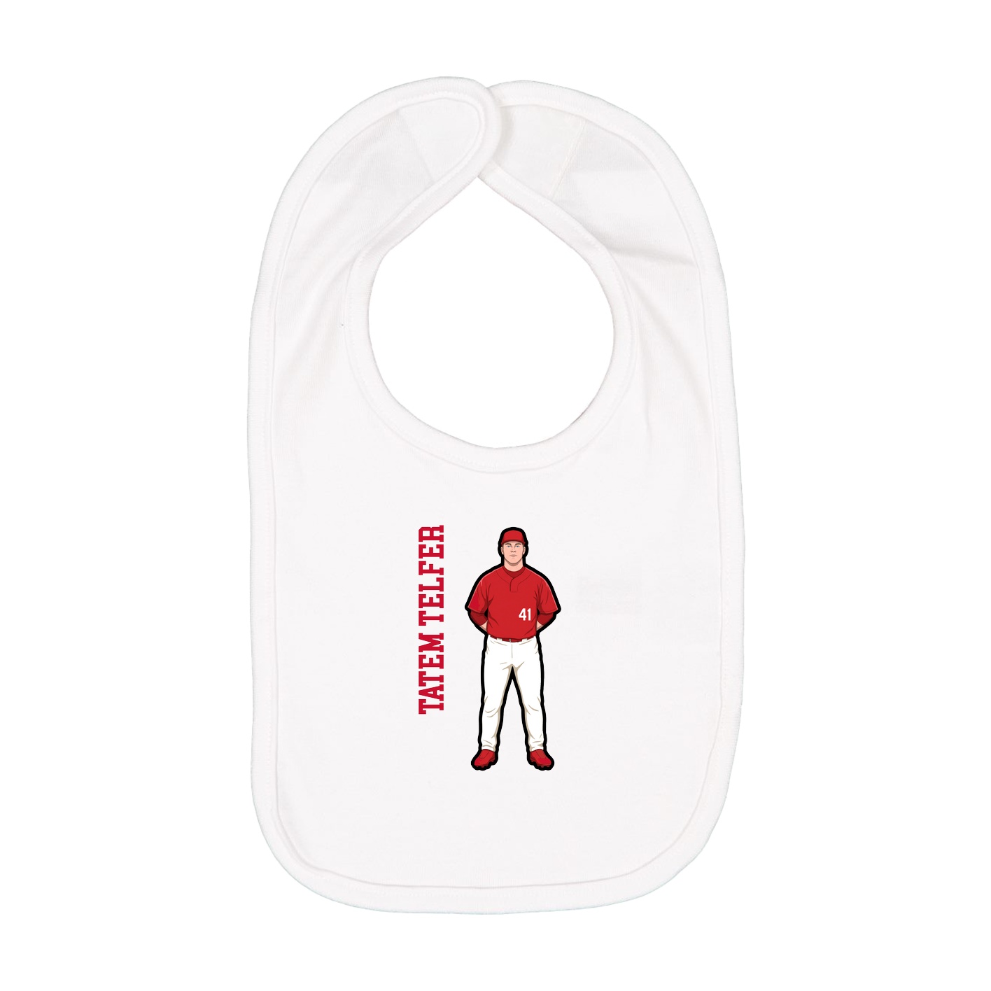 Infant Bib — Name Vertical in White