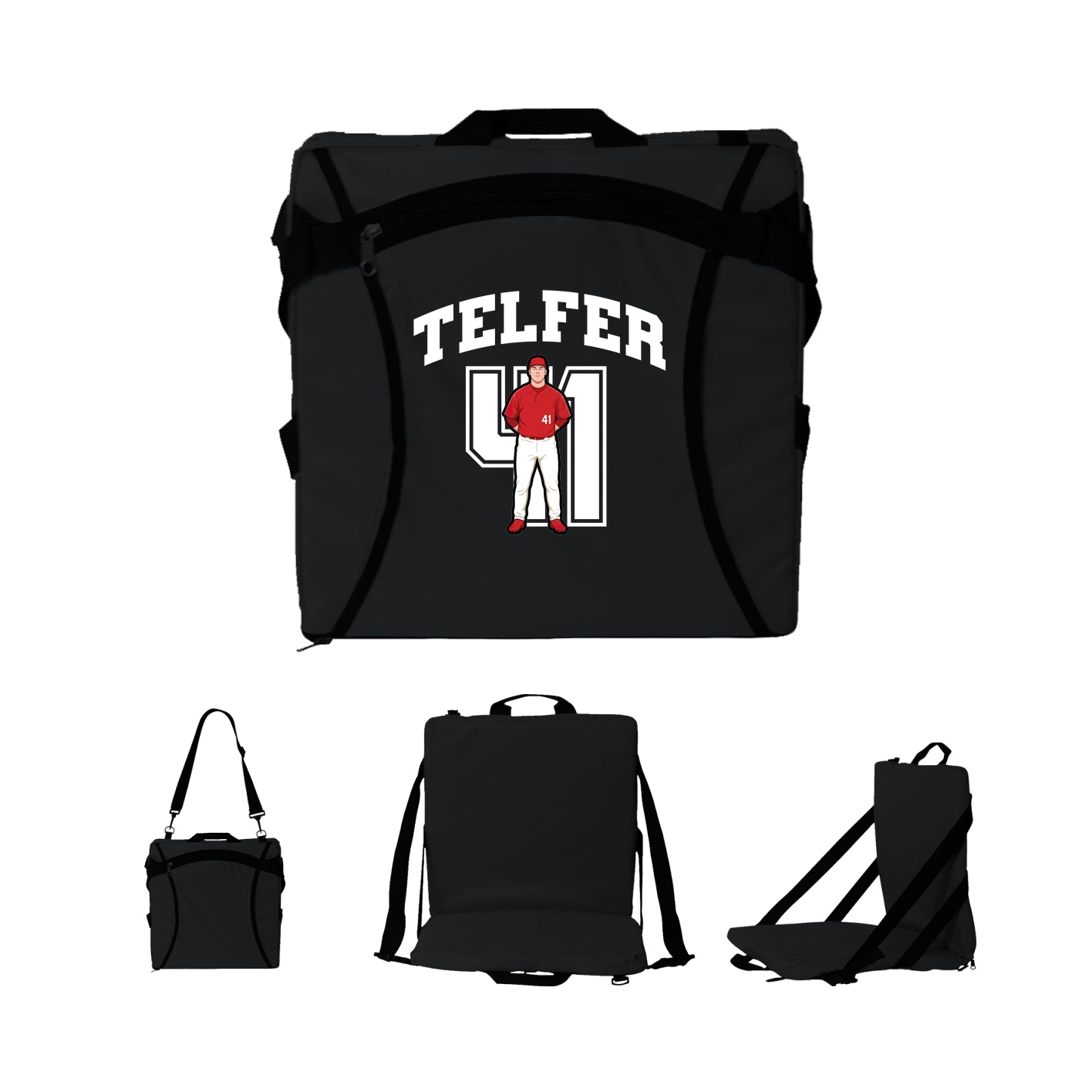 Folding Stadium Seat — Number in Black
