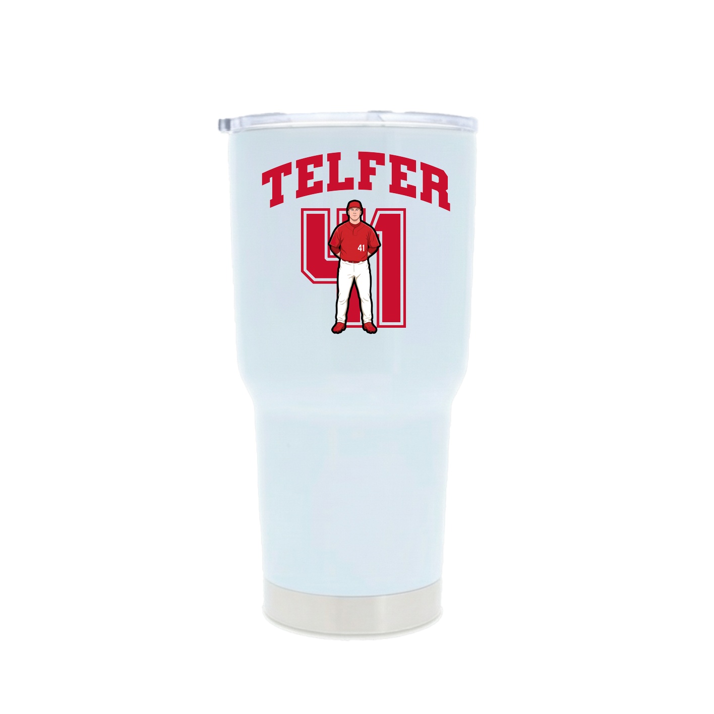 30oz Stainless Steel Tumbler — Number in White