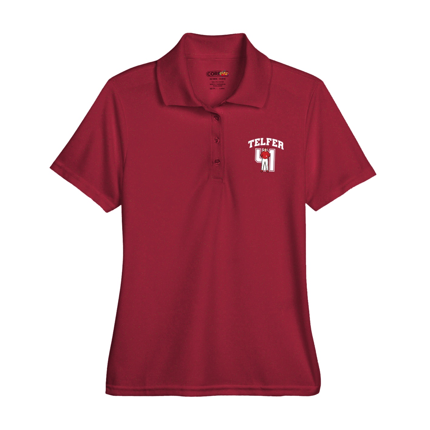 Womens Performance Polo — Number in Red