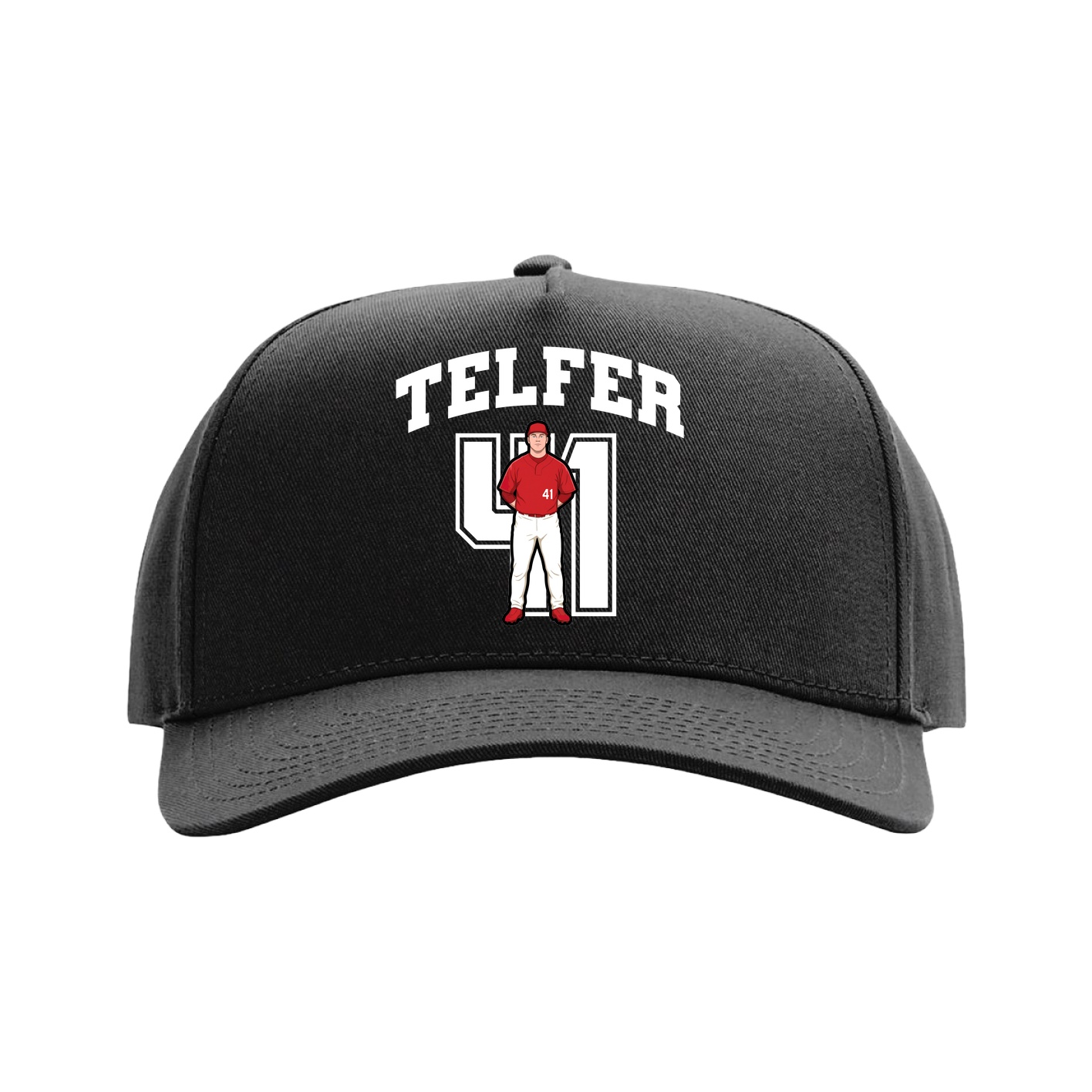 Full Fabric Five-Panel Champ Cap — Number in Black